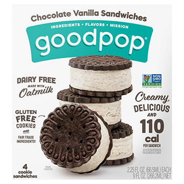 GoodPop Dairy Free Oatmilk Chocolate Vanilla Sandwiches