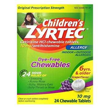 Children's Zyrtec 24-hr Allergy Chewable Tablets - Grape