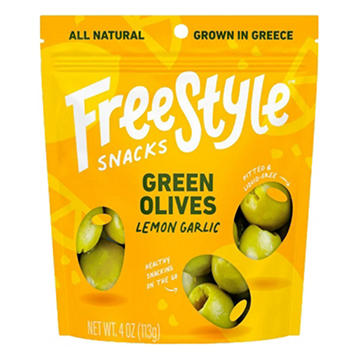 Freestyle Snacks Lemon Garlic Green Olives