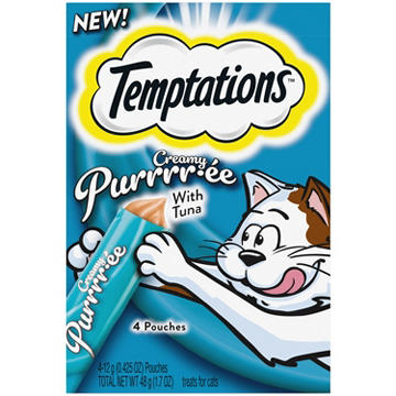 Temptations Creamy Puree Squeezable Lickable Wet Cat Treats - Tuna Tubes