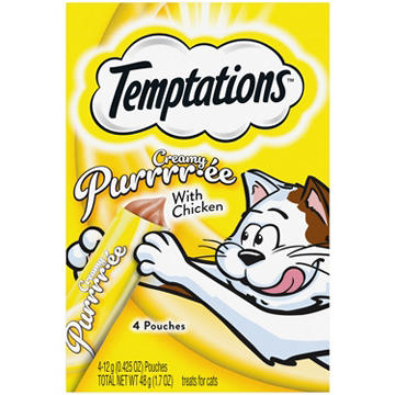 Temptations Creamy Puree Squeezable Lickable Wet Cat Treats - Chicken Tubes