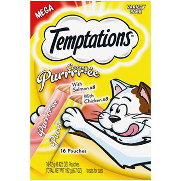 Temptations Creamy Puree Squeezable Lickable Wet Cat Treat Tubes