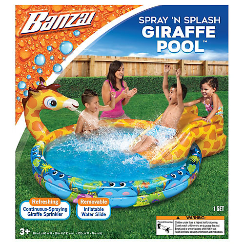 Banzai Spray 'N Splash Inflatable Giraffe Pool - Shop Kiddie Pools at H-E-B