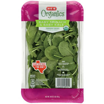 H-E-B Organics Fresh Baby Spinach & Kale - Texas Size Pack