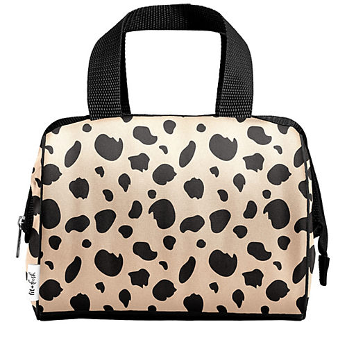Fit & Fresh Bloomington Adult Insulated Lunch Bag with Carry Handles, Complete Lunch Kit Includes 2 Containers, Luxe Cheetah