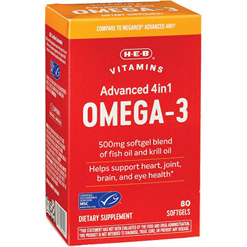 H-E-B Vitamins Omega-3 Fish & Krill Oil 500mg Softgels