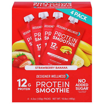 Designer Wellness 12g Protein Smoothies 4 pk - Strawberry Banana