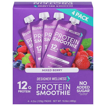 Designer Wellness 12g Protein Smoothies 4 pk - Mixed Berry