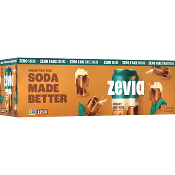 Zevia Zero Sugar Creamy Root Beer Soda 12 pk Cans