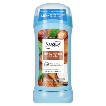 Suave Antiperspirant Deodorant for Women, Invisible Solid 48hr Protection - Cocoa Butter & Shea