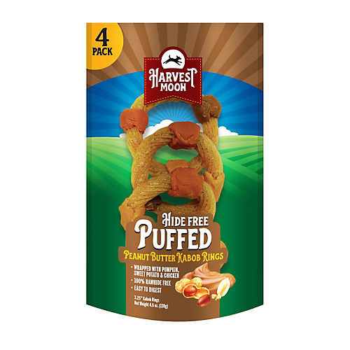 Harvest Moon Peanut Butter Puffed Braided Rings for Dogs - Shop Bones &  Rawhides at H-E-B