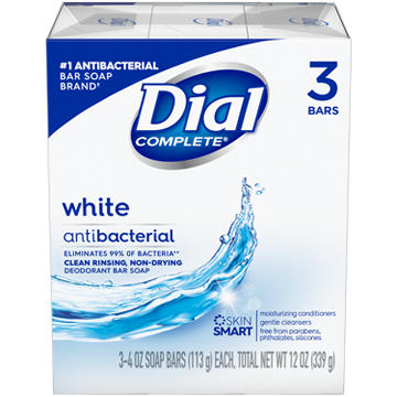 Dial Antibacterial Refresh & Renew Bar Soap - White