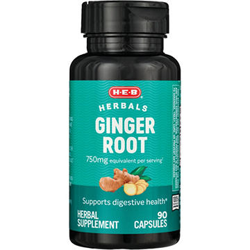 H-E-B Herbals Ginger Root Capsules - 750 mg