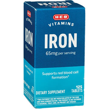 H-E-B Vitamins Iron 65mg Tablets