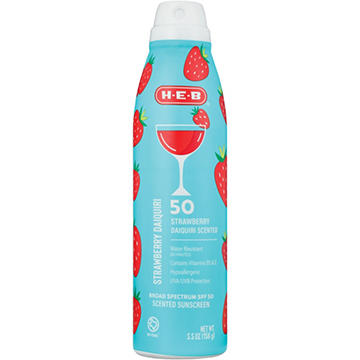 H-E-B Oxybenzone Free Strawberry Daiquiri Sunscreen Spray – SPF 50