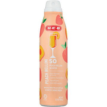 H-E-B Oxybenzone Free Peach Bellini Sunscreen Spray – SPF 50