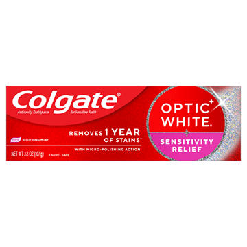 Colgate Optic White Sensitivity Relief Anticavity Toothpaste - Soothing Mint