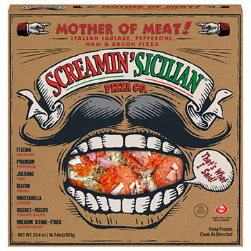 Screamin' Sicilian Mother of Meat Pizza - Sausage, Pepperoni, Ham & Bacon