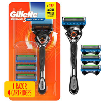 Gillette Fusion5 ProGlide Shaving Razor + 4 Blade Refills for Men