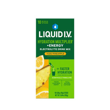 Liquid I.V. Yuzu Pineapple Hydration Multiplier + Energy Electrolyte Drink Mix Sticks