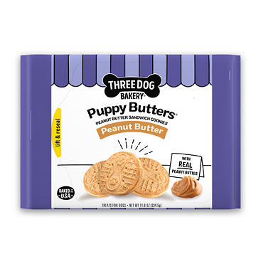 Three Dog Bakery Puppy Butters Peanut Butter Sandwich Cookies Dog Treats