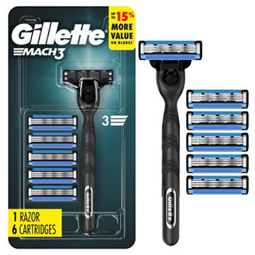 Gillette Mach3 Shaving Razor + 6 Blade Refills for Men