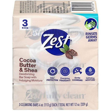 Zest Moisturizing Bar Soap - Cocoa Butter & Shea