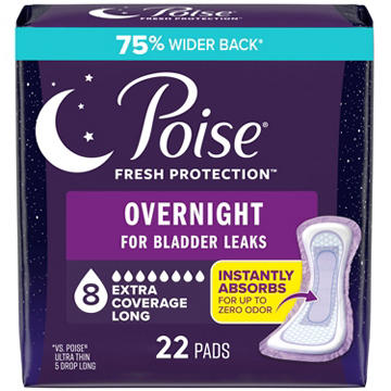 Poise Overnight Incontinence Pads, Extra Coverage