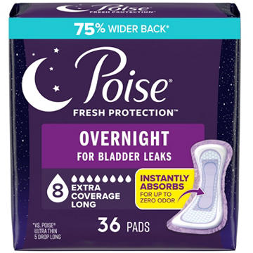 Poise Overnight Incontinence Pads, Extra Coverage