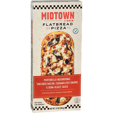 Midtown by H-E-B Frozen Flatbread Pizza - Uncured Bacon & Mushroom