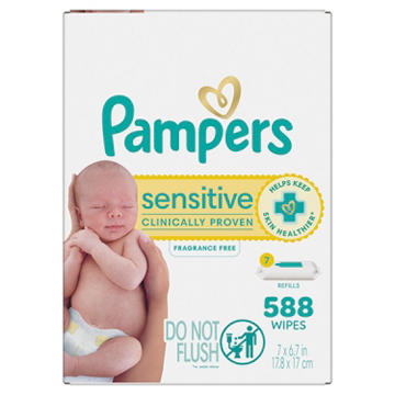 Pampers Sensitive Skin Baby Wipes Refills 7 pk