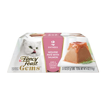 Fancy Feast Purina Gems Pate Cat Food Mousse - Salmon and a Halo of Savory Gravy