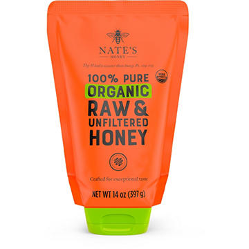Nate's Honey 100% Pure Organic Raw Unfiltered Honey Pouch