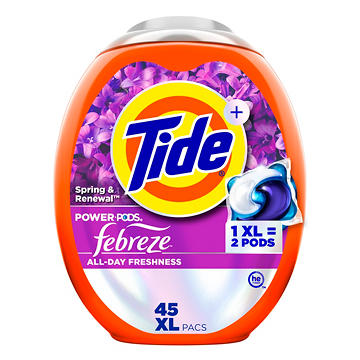 Tide Power PODS Febreze Odor Eliminator Spring & Renewal HE Laundry Detergent Pacs