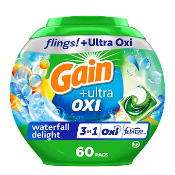 Gain Flings Ultra Oxi Laundry Detergent Pacs - Waterfall Delight Scent