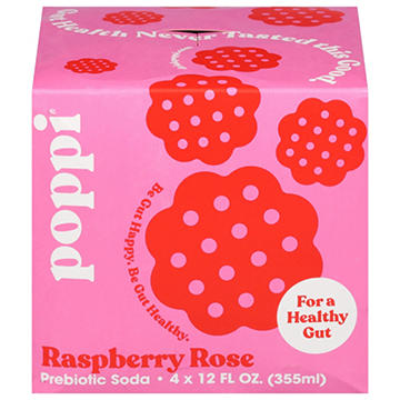 poppi Prebiotic Soda 4 pk Cans - Raspberry Rose