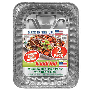 Handi-Foil Jumbo Meal Prep Pans & Board Lids, 2 pk