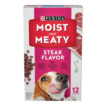 Moist & Meaty Purina Soft Dog Food Pouches - Steak Flavor