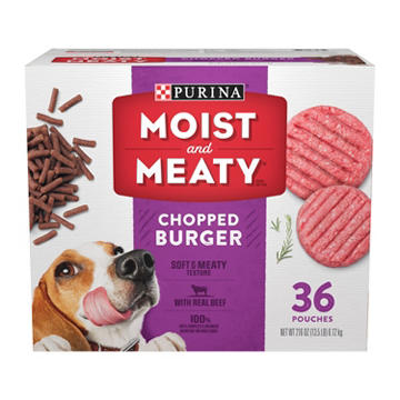 Moist & Meaty Purina Dog Food Soft Dog Food Pouches - Chopped Burger
