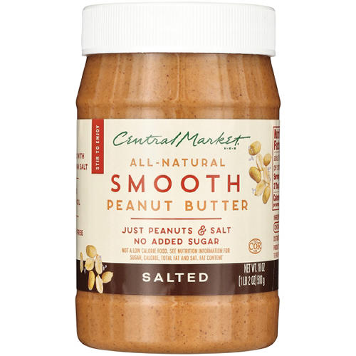Central Market All-Natural Smooth Peanut Butter - Salted, 18 oz