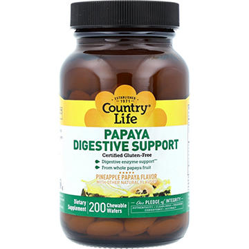 Country Life Vitamins Papaya Digestive Support Chewable Wafers