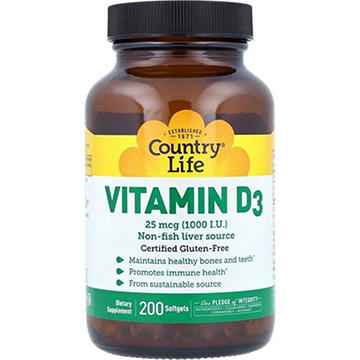 Country Life Vitamin D3 1000 IU Softgels
