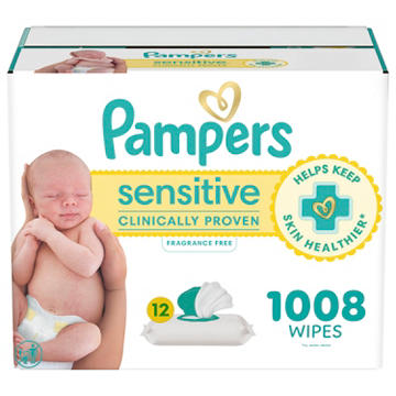 Pampers Sensitive Baby Wipes - Fragrance Free, Water Based, 12 pk