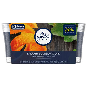 Glade Smooth Bourbon & Oak Candles, 2 pk