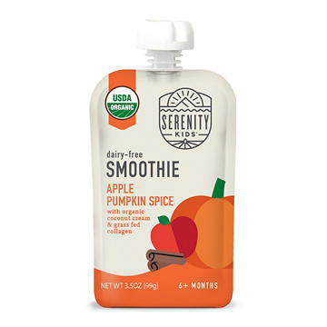 Serenity Kids Dairy Free Apple Pumpkin Spice Smoothie with Organic Coconut Cream & Grass Fed Collagen Baby Food Pouch