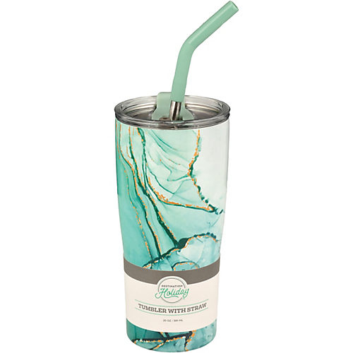 Destination Holiday Tumbler with Handle & Straw - White Marble - Shop Cups  & Tumblers at H-E-B