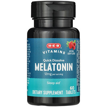 H-E-B Vitamins Melatonin 12 mg Quick Dissolve Tablets - Berry