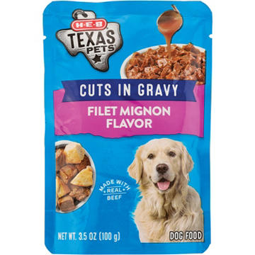 H-E-B Texas Pets Cuts in Gravy Wet Dog Food Pouch – Filet Mignon