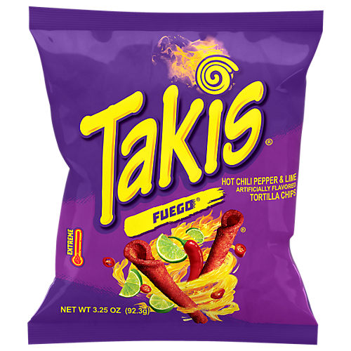 Takis Fuego Chips 113g Extreme Chill and Lime Flavored Corn Snack - Pack of  6
