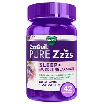 Vicks ZzzQuil PURE Zzzs Gummies, Sleep + Muscle Relaxation, Melatonin & Magnesium